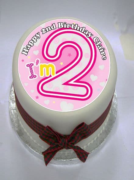I'm 2 (pink) Edible Cake Topper