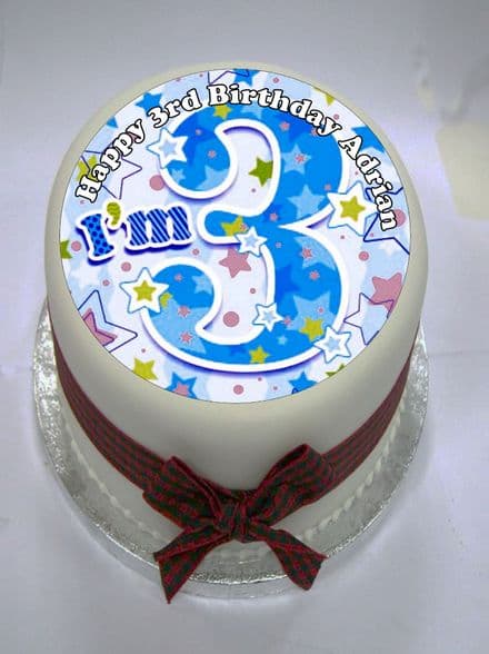 I'm 3 (Blue) Edible Cake Topper