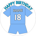 Light Blue Football Shirt Edible Cake Topper