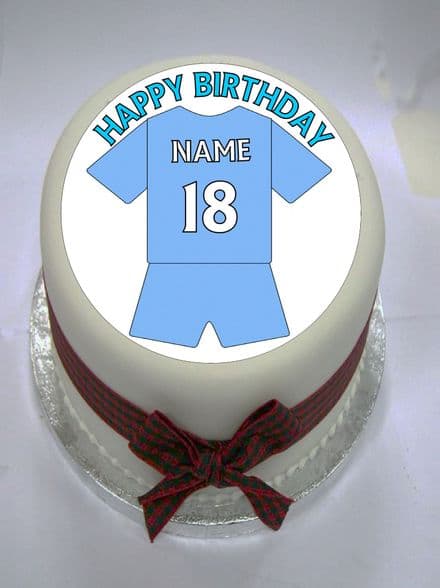 Light Blue Football Shirt Edible Cake Topper