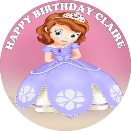 Pink Sofia the First Edible Cake Topper