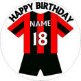 Red & Black Football Shirt Edible Cake Topper