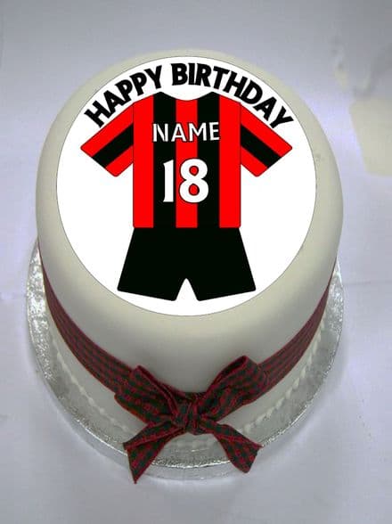Red & Black Football Shirt Edible Cake Topper