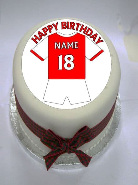 Red & White (option 1) Football Shirt Edible Cake Topper