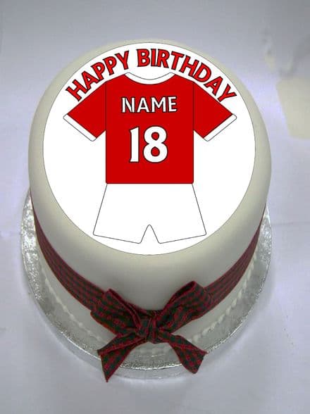 Red & White (option 2) Football Shirt Edible Cake Topper
