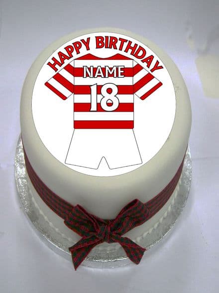 Red & White (option 3) Football Shirt Edible Cake Topper