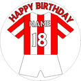 Red & White (option 4) Football Shirt Edible Cake Topper