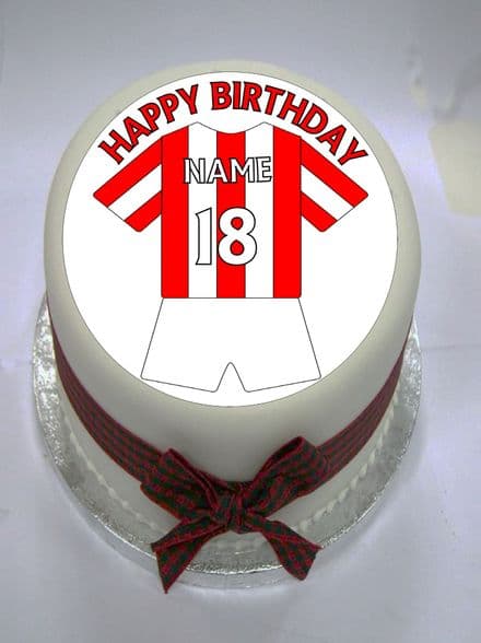 Red & White (option 4) Football Shirt Edible Cake Topper