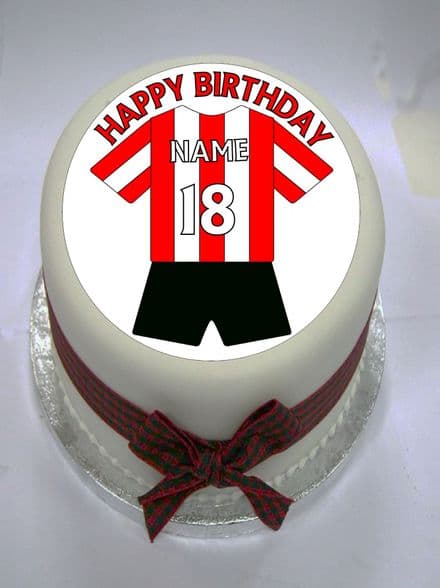 Red & White (option 5) Football Shirt Edible Cake Topper