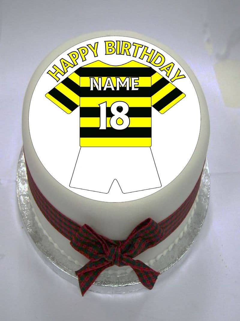 Yellow & Black (option 1) Football Shirt Edible Cake Topper