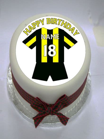 Yellow & Black (option 2) Football Shirt Edible Cake Topper