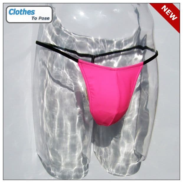 Mens Swim G String - Hot Pink & Black