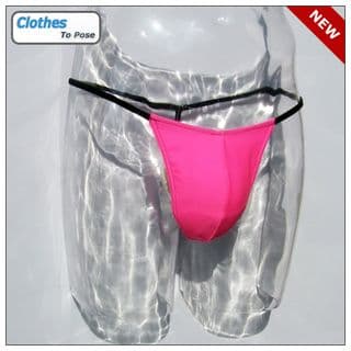 Mens Swim G String - Hot Pink & Black