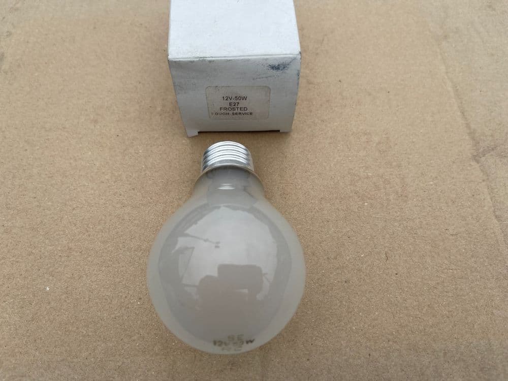 12V 50W E27 FROSTED ROUGH SURFACE X 5.  ALSO IDEAL FOR VINTAGE LEADLIGHTS