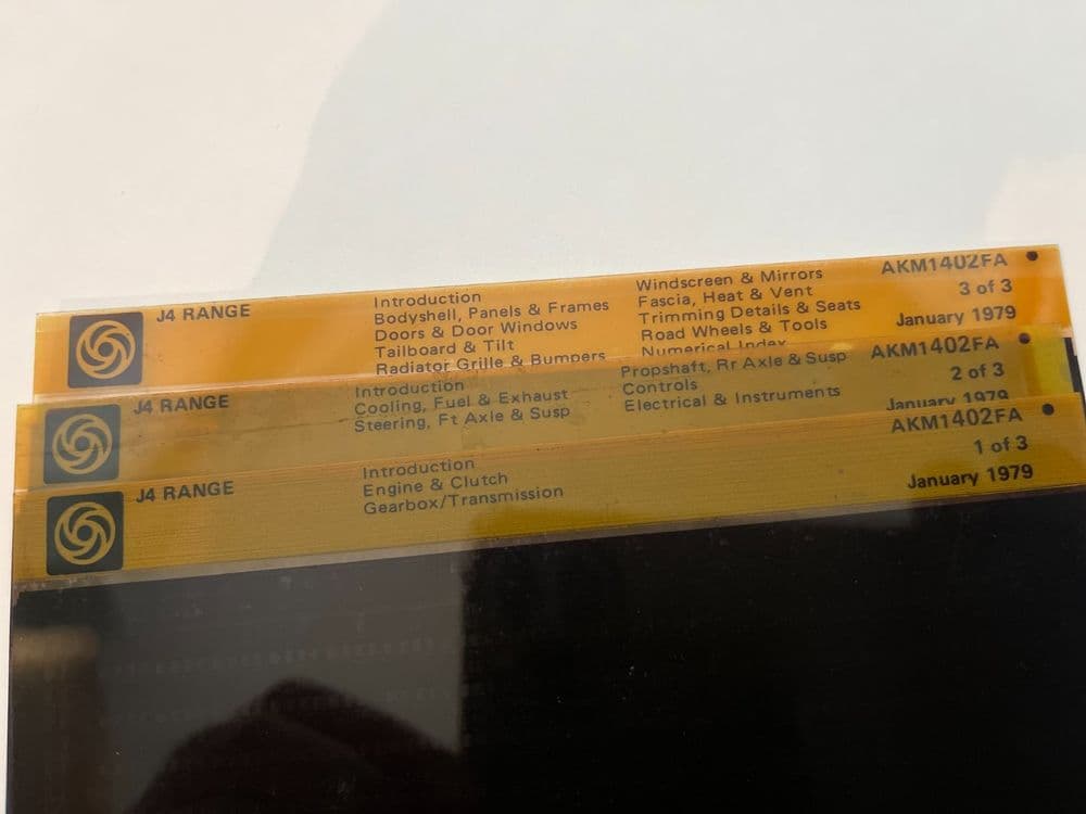 AUSTIN MORRIS  J4 RANGE PARTS CATALOGUE MICROFICHE SET NEW OLD STOCK
