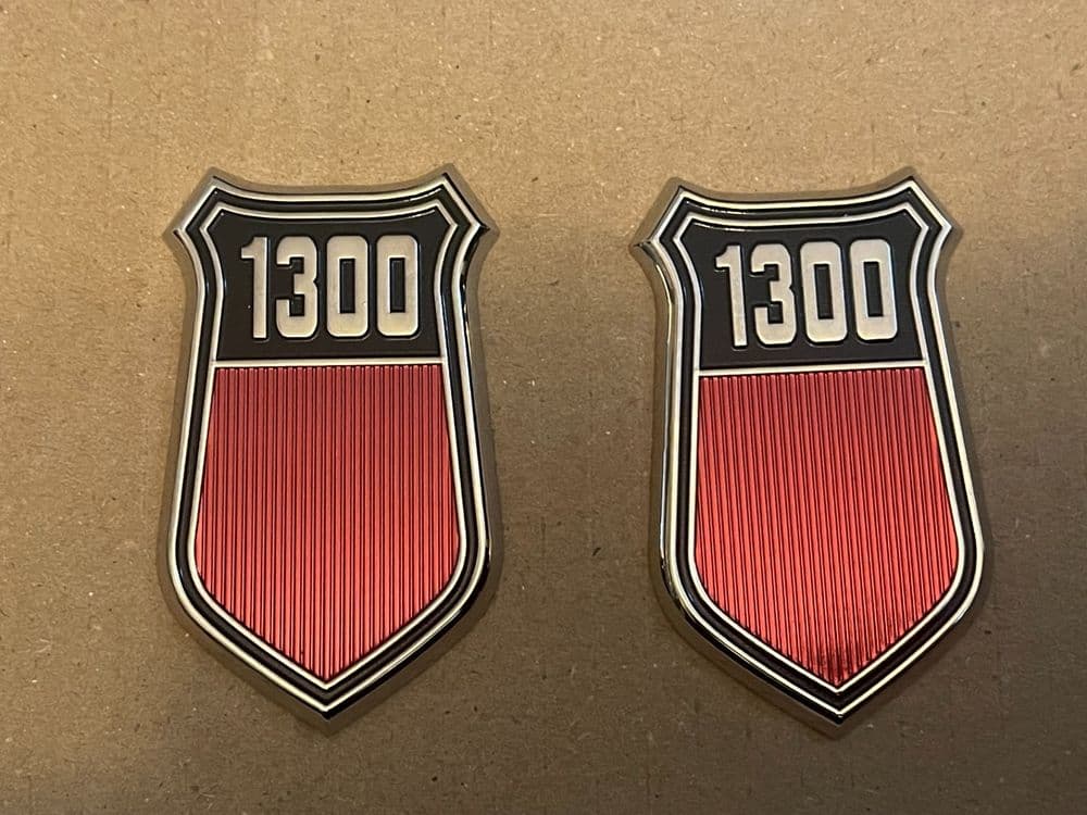 FORD CAPRI MK1 CORTINA MK3 1300 WING BADGES X 2 MADE IN ENGLAND BRAND NEW