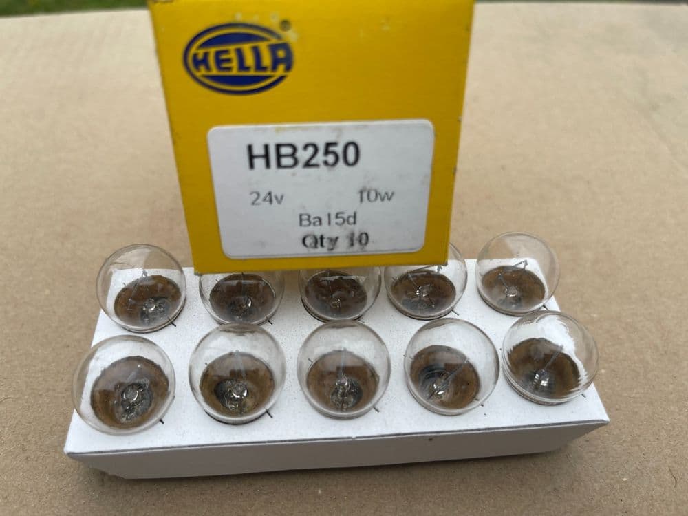 Bulb Packet Hella HB250 24v 10w BA15d bulb Packet of 10