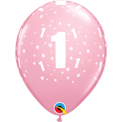 1 Stars Pink - 11 Inch Balloons 6pcs