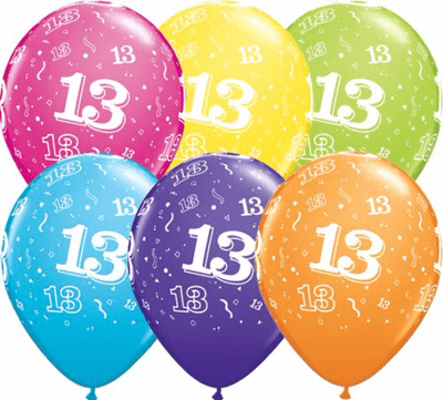 13th Birthday - 11 Inch Balloons 6pcs
