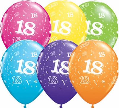 18th Birthday - 11 Inch Balloons 25pcs