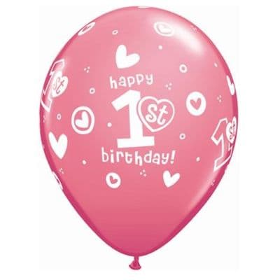 1st Birthday Girl - 11 Inch Balloons 25pcs
