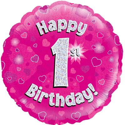 1st Birthday Pink Foil Balloon (18