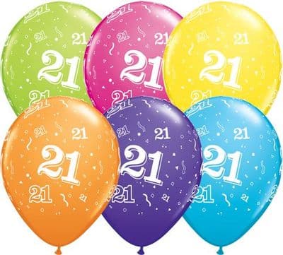 21st Birthday - 11 Inch Balloons 6pcs
