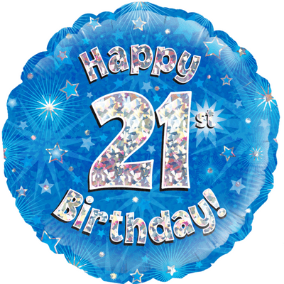 21st Birthday Blue Foil Balloon (18
