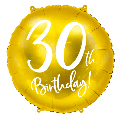 30th Birthday Gold Foil Balloon 1pc (PartyDeco 18