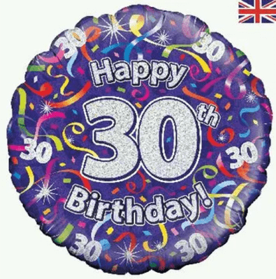 30th Birthday Streamers Purple Foil Balloon (18