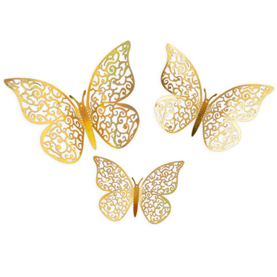 3D Adhesive Butterflies (Iridescent Gold 12pcs)
