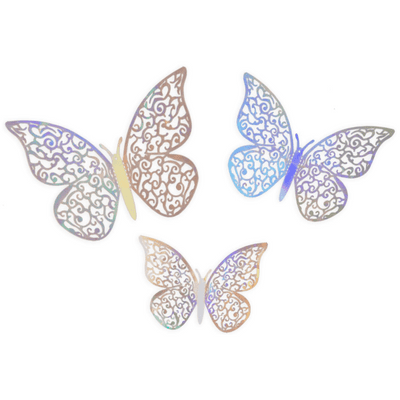 3D Adhesive Butterflies (Iridescent Silver 12pcs)