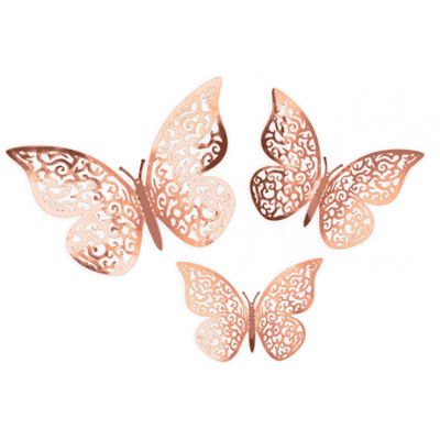 3D Adhesive Butterflies (Rose Gold 12pcs)