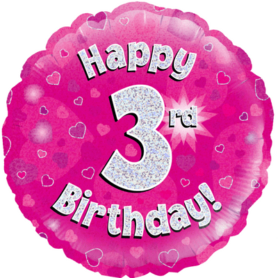 3rd Birthday Pink Foil Balloon (18