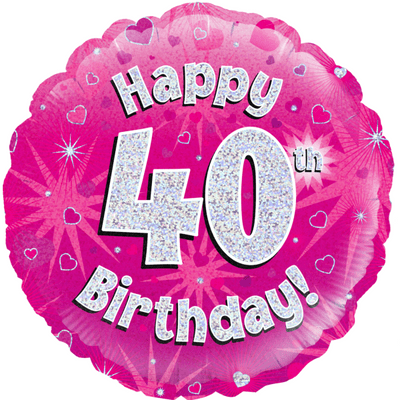 40th Birthday Pink Foil Balloon (18