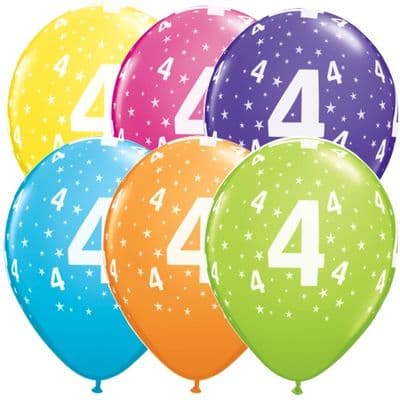 4th Birthday Stars - 11 Inch Balloons 6pcs