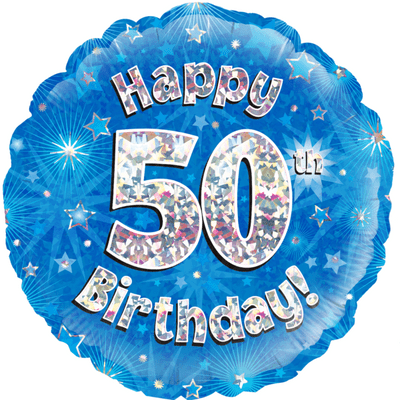 50th Birthday Blue Foil Balloon (18