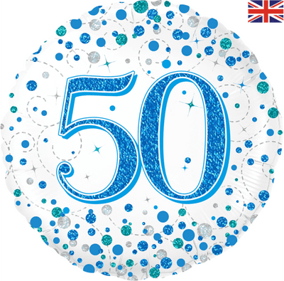 50th Birthday Fizz Blue Foil Balloon (18