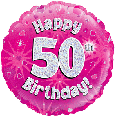 50th Birthday Pink Foil Balloon (18