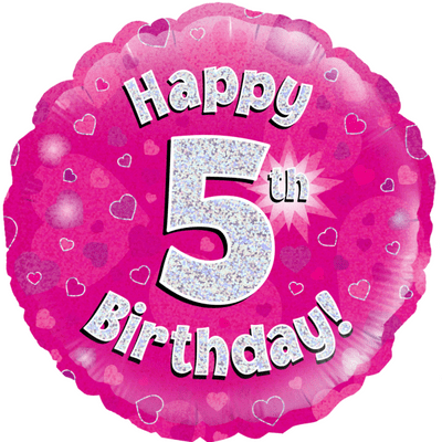 5th Birthday Pink Foil Balloon (18