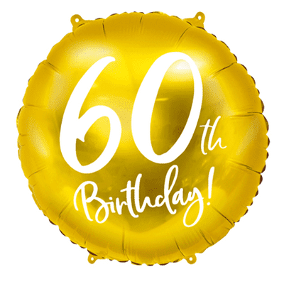 60th Birthday Gold Foil Balloon 1pc (PartyDeco 18