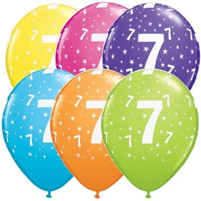 7th Birthday Stars - 11 Inch Balloons 6pcs
