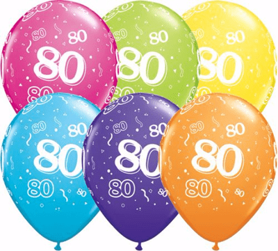 80th Birthday - 11 Inch Balloons 25pcs