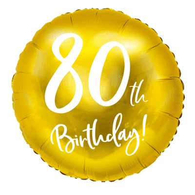 80th Birthday Gold Foil Balloon 1pc (PartyDeco 18