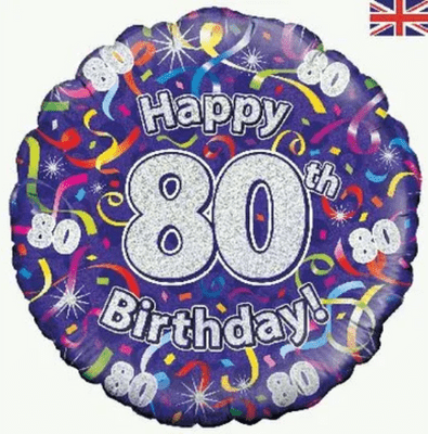 80th Birthday Streamers Purple Foil Balloon (18