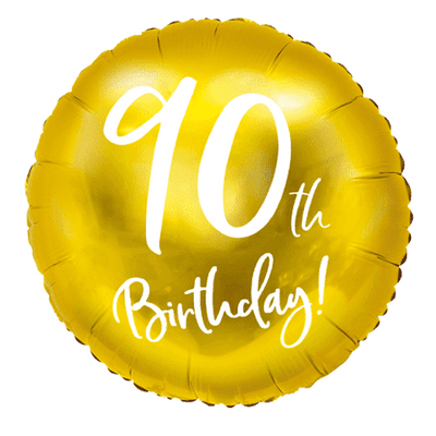 90th Birthday Gold Foil Balloon 1pc (PartyDeco 18