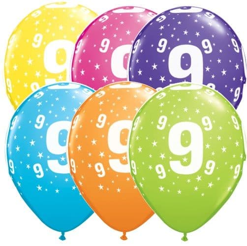 9th Birthday Latex Balloons 25pcs