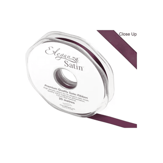 Aubergine Double Faced Satin Ribbon 10mm x 20m | Free Delivery