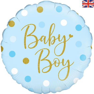 Baby Boy Dots Holographic Foil Balloon (18