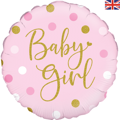 Baby Girl Dots Holographic Foil Balloon (18